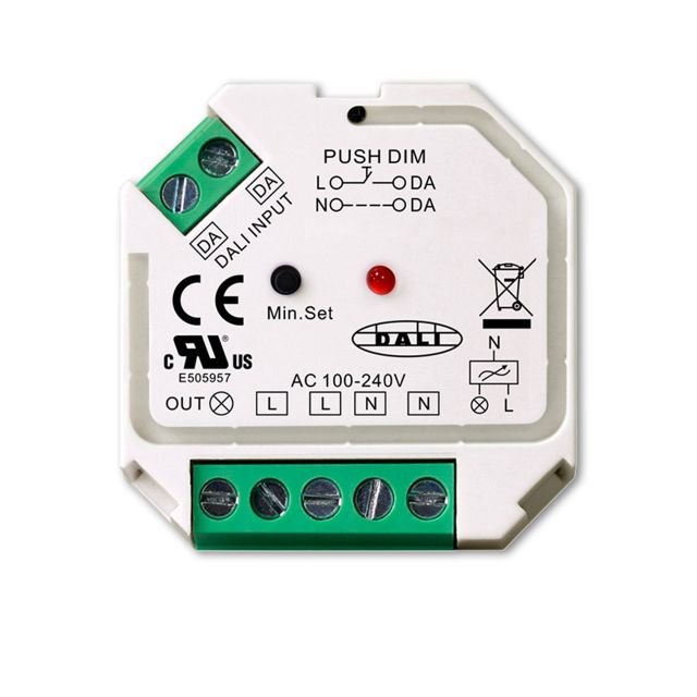 DALI-2 DT6 / Push Phasenabschnitt-Dimmer für dimmbare 230V Leuchtmittel/Trafos, 400VA