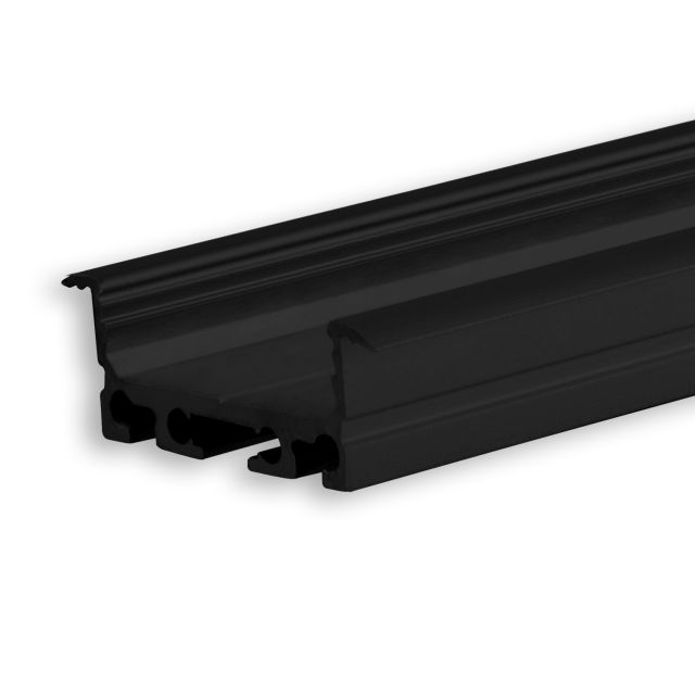 LED Einbauprofil DIVE20 FLAT Aluminium schwarz pulverbeschichtet RAL9005, 200cm