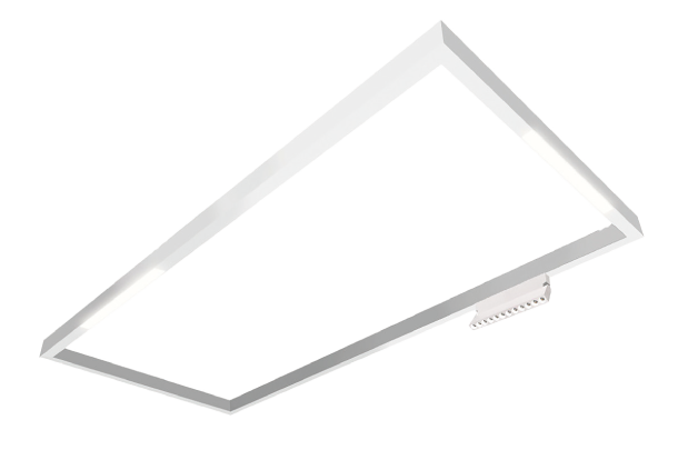 Modernes rechteckiges LED-Deckenpanel mit elegantem, rahmenlosem Design.