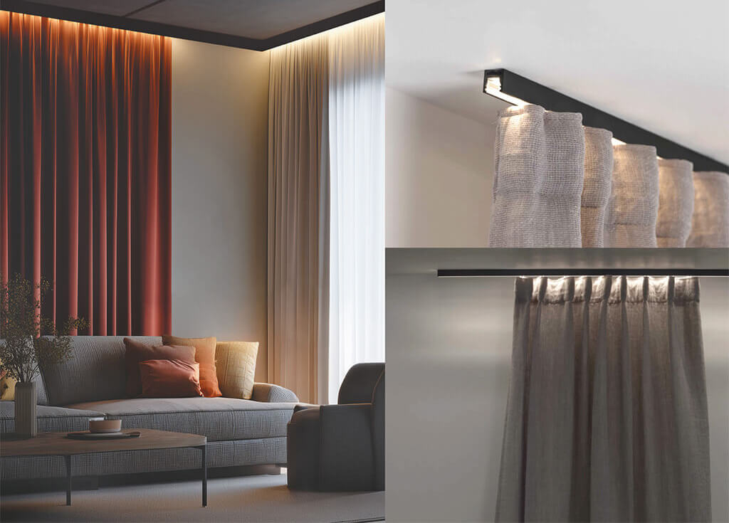 Gardinenprofile im Wohnraum
