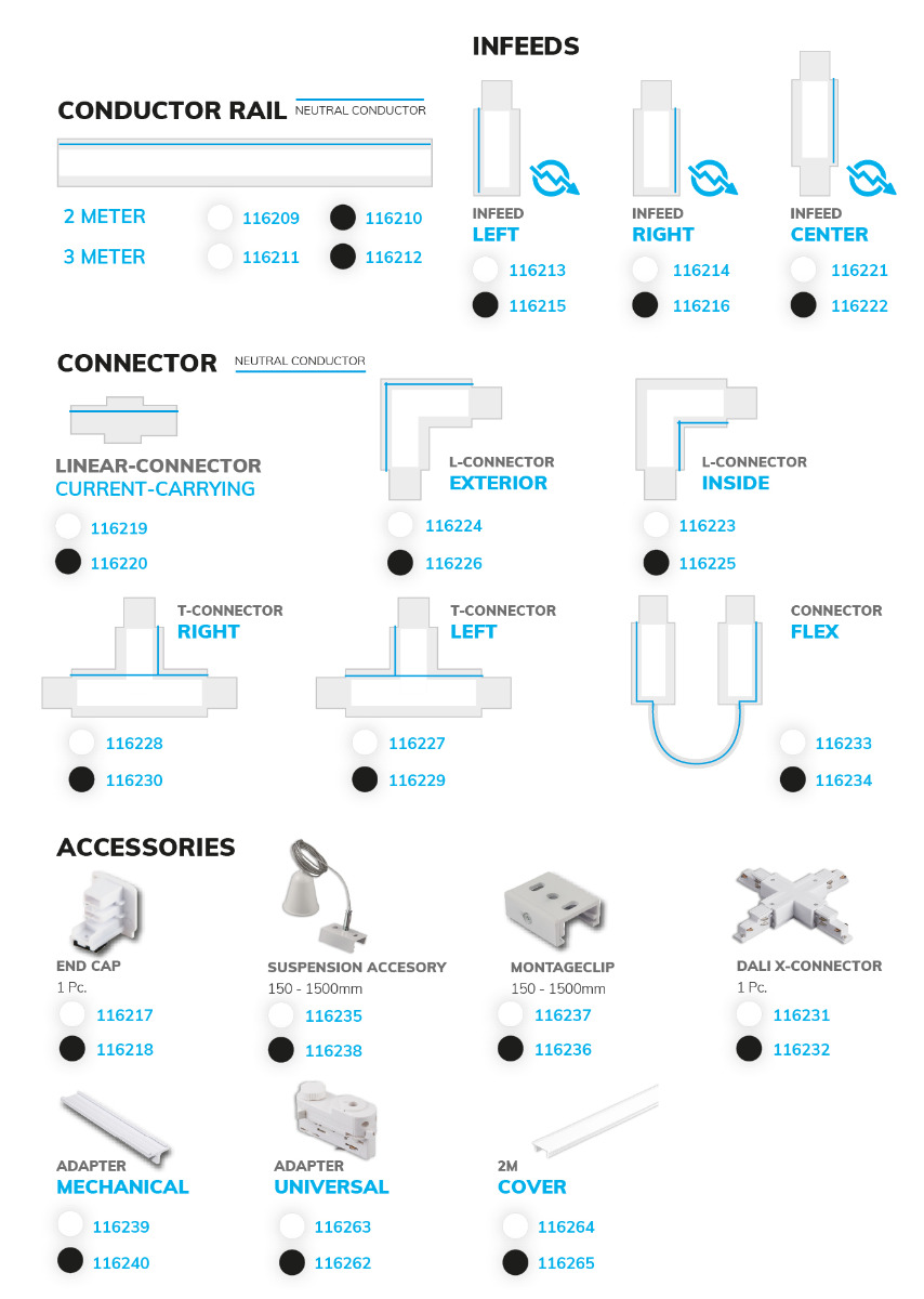 DALI HV track system accessories
